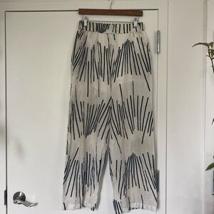 Gauzy Gershon Bram Printed Elastic Waistband Wide Leg Pants - Large